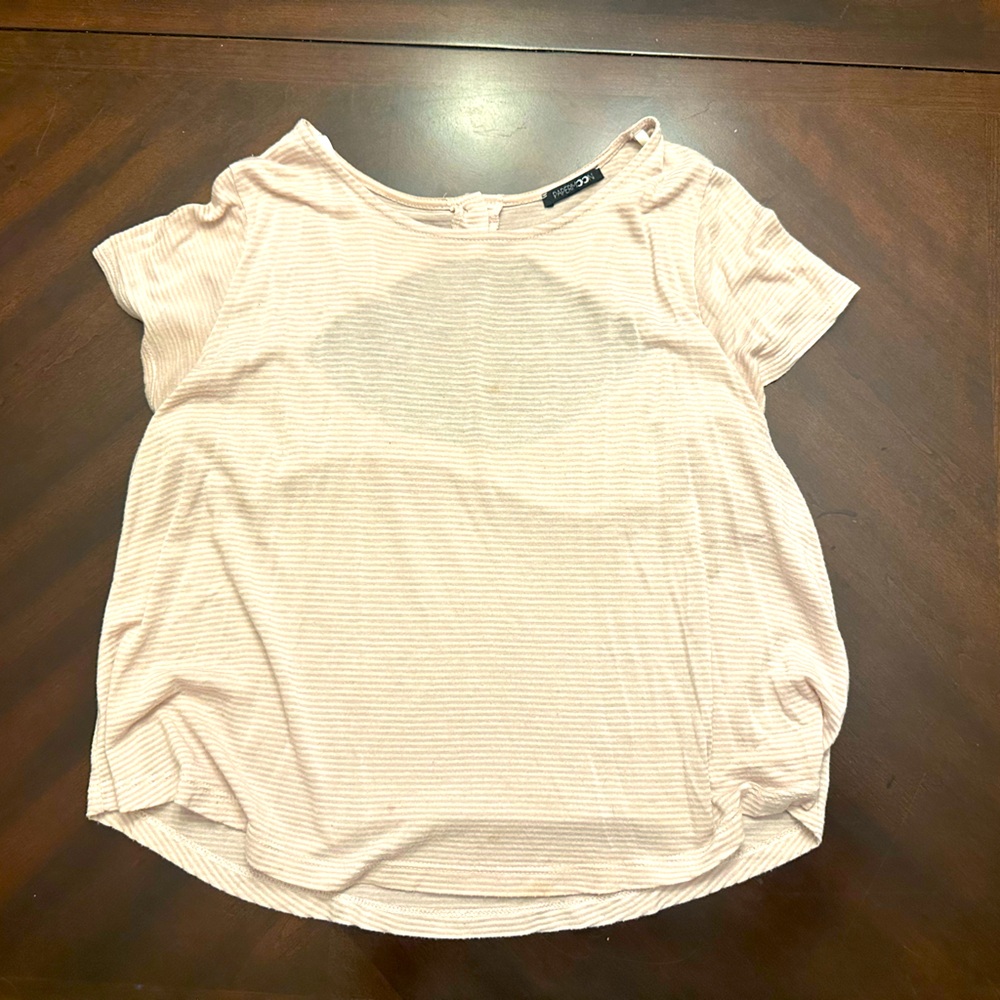Papermoon -  Light Pink Striped Short Sleeve Tee